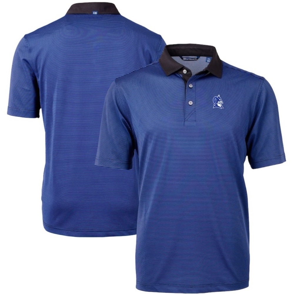 NWT Cutter & Buck Duke Blue Devils DryTec Eco Pique Micro Striped Polo